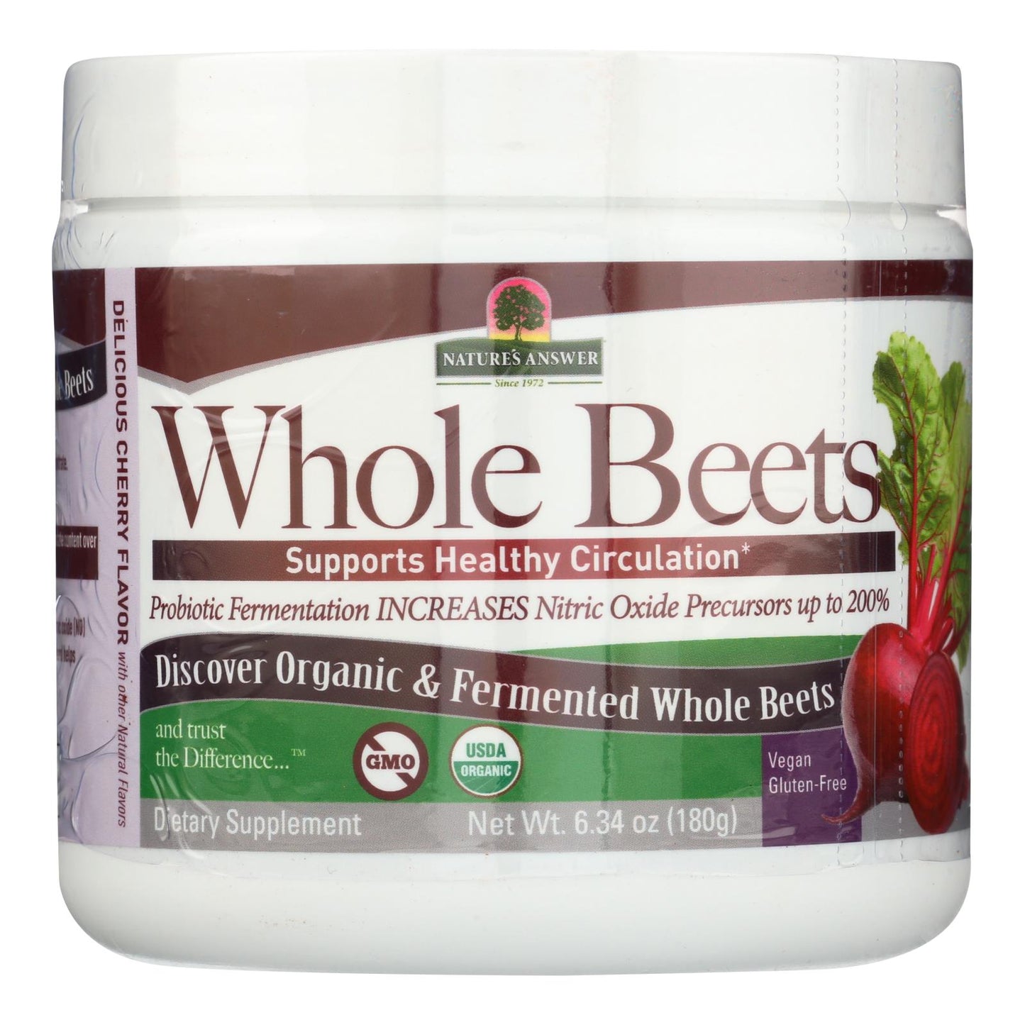 Nature's Answer Whole Beets Root Powder for Heart Health, 6.34 Oz. Jar