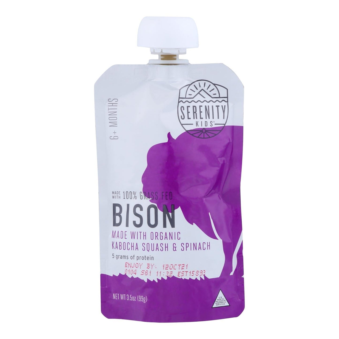 Serenity Kids Bison & Kabocha Squash Puree Pouch, 3.5 oz, Pack of 6