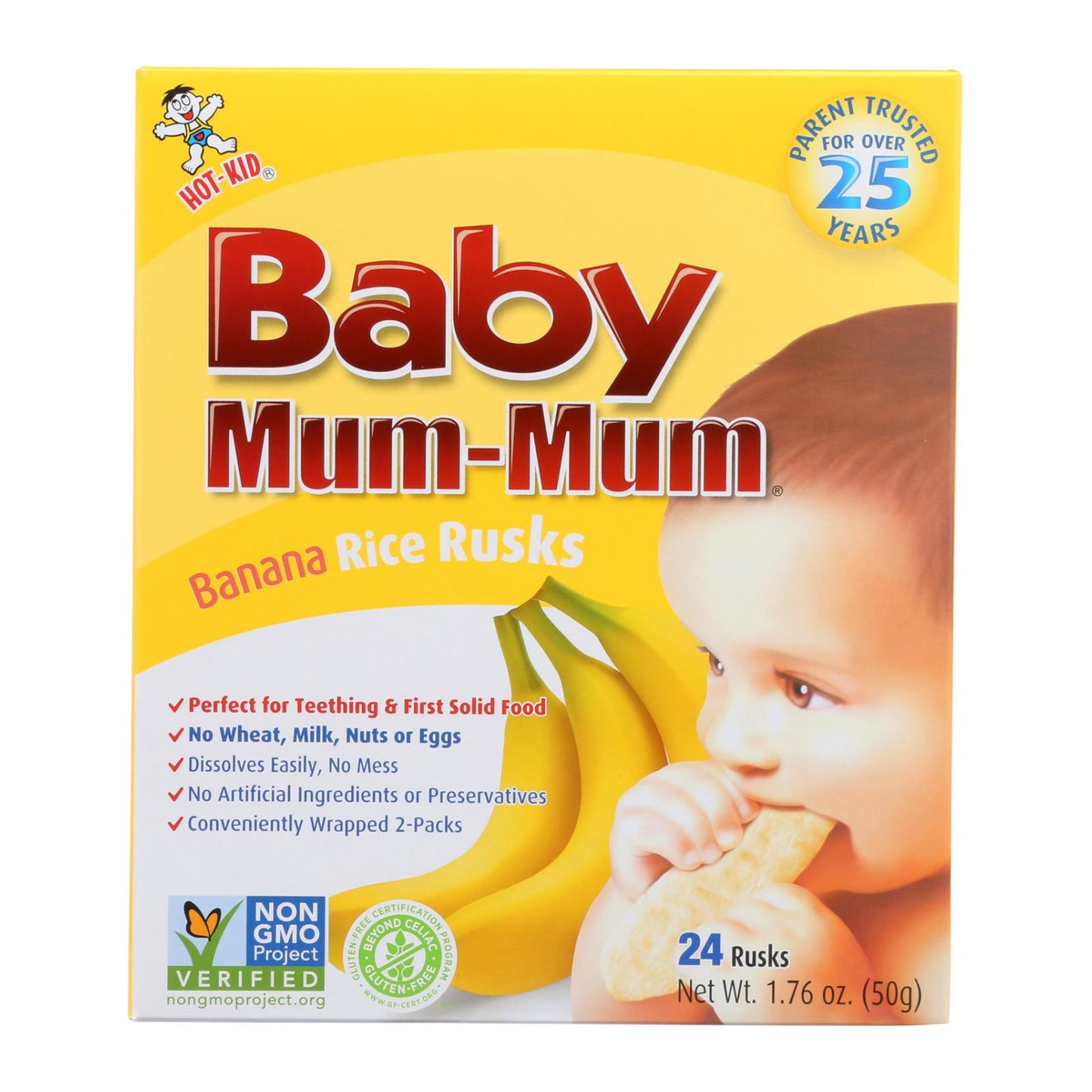 Hot Kid Baby Mum Banana Rice Biscuit, Pack of 6, 1.76 Oz