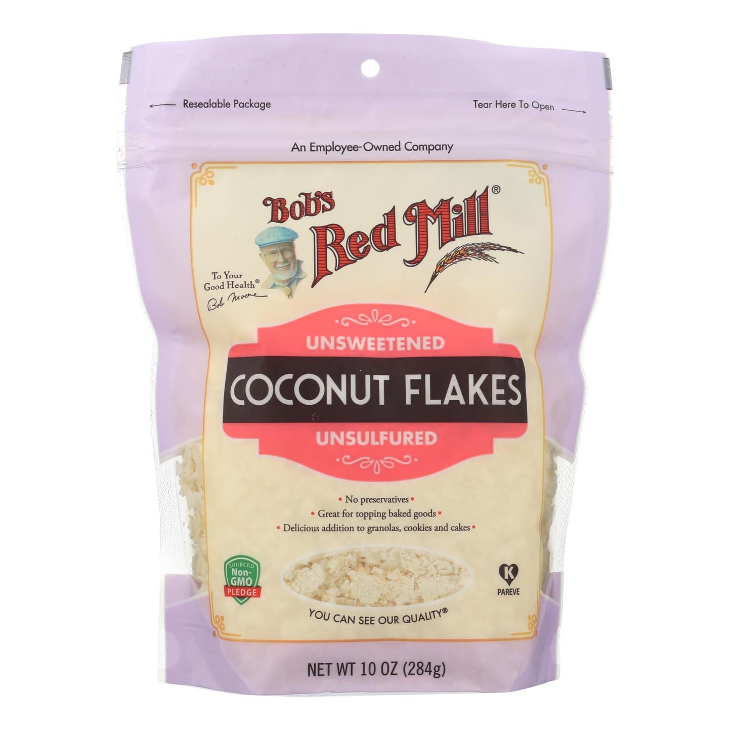 Bob's Red Mill Unsweetened & Unsulfured Coconut Flakes (Pack of 4 - 10 Oz.)