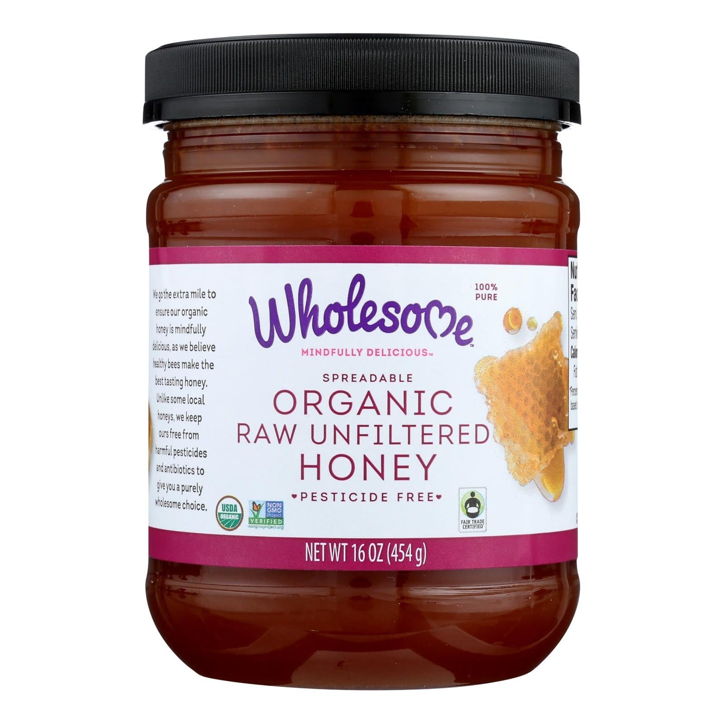 Wholesome Organic Raw Honey, 16 Oz., Case of 6 – Unfiltered, Unpasteurized, USDA Certified, Non-GMO