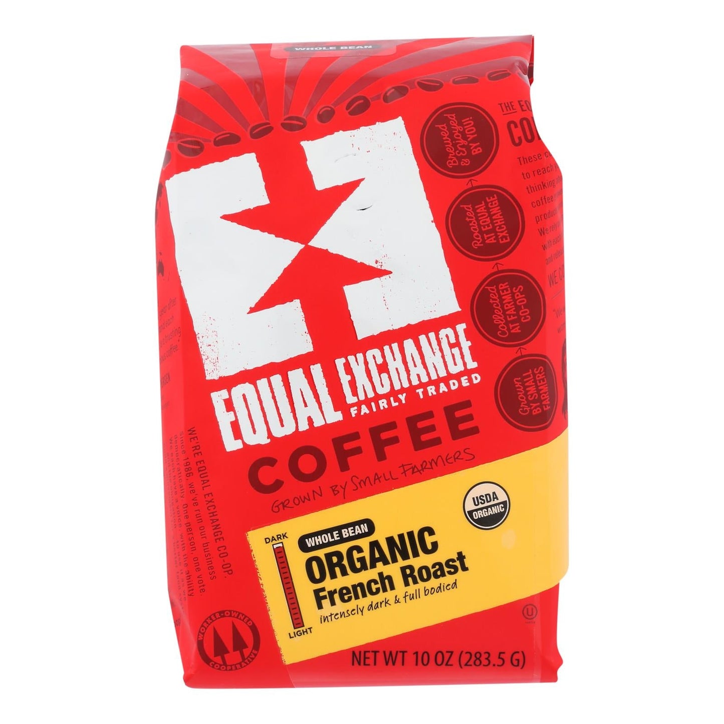 Equal Exchange Organic French Roast Whole Bean Coffee (Pack of 6 - 10 oz.)