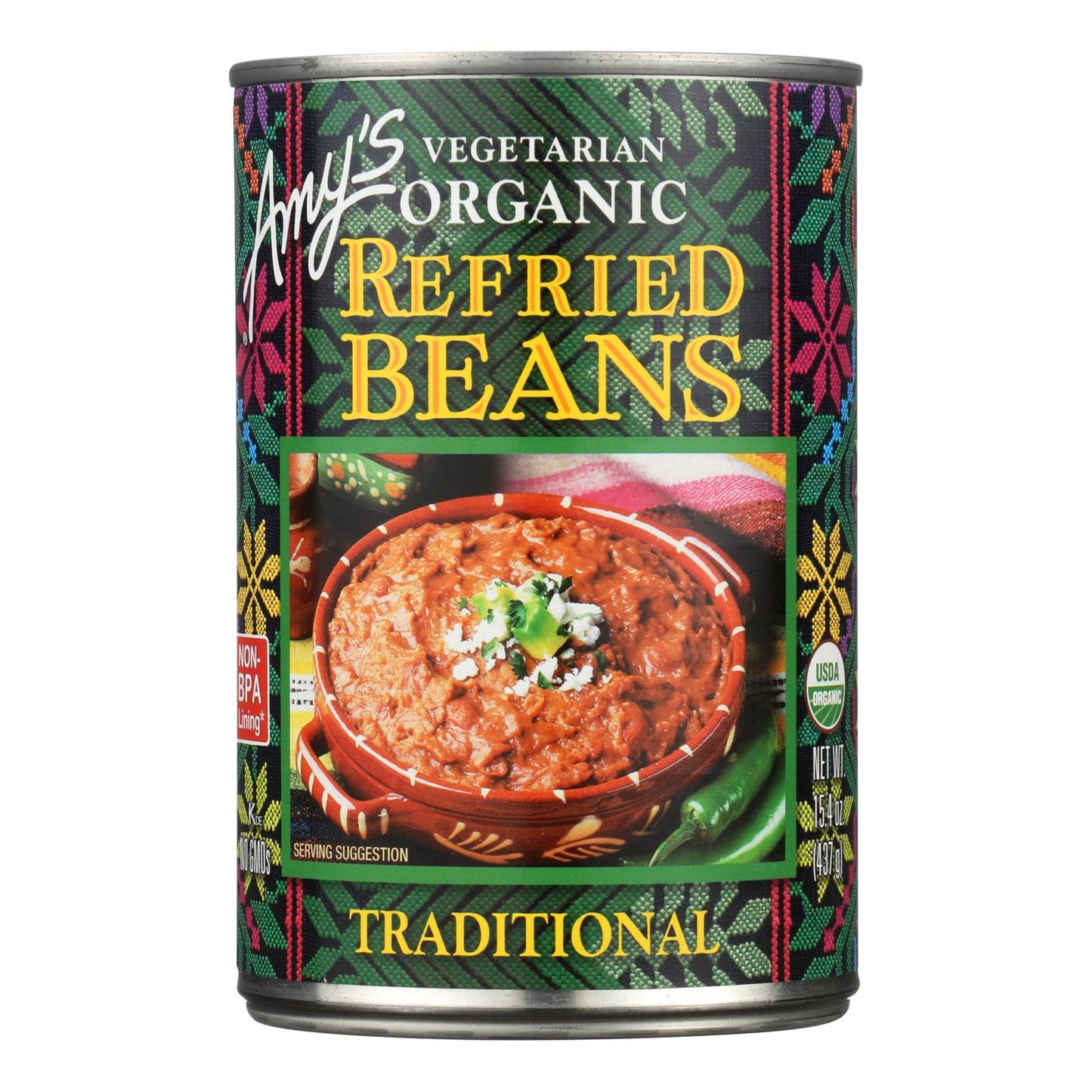 Amy's Organic Traditional Refried Beans, 15.4 Oz Can (Pack of 12)