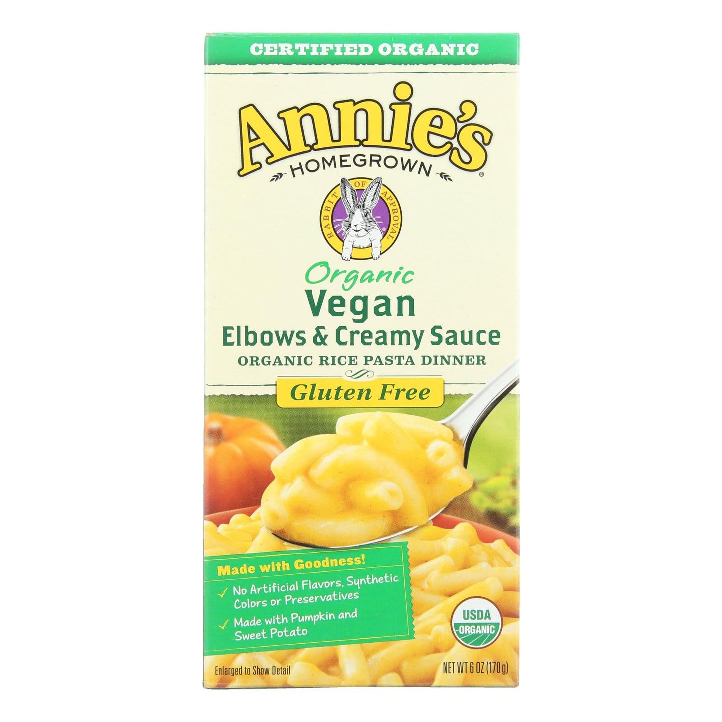 Annie's Homegrown Vegan Elbow Pasta with Creamy Sauce, 6 Oz., Case of 12