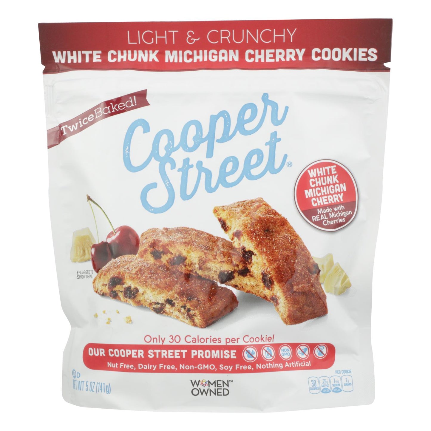 Cooper Street Cookies, Michigan Cherry White Chocolate, 5 Oz. (Pack of 6)