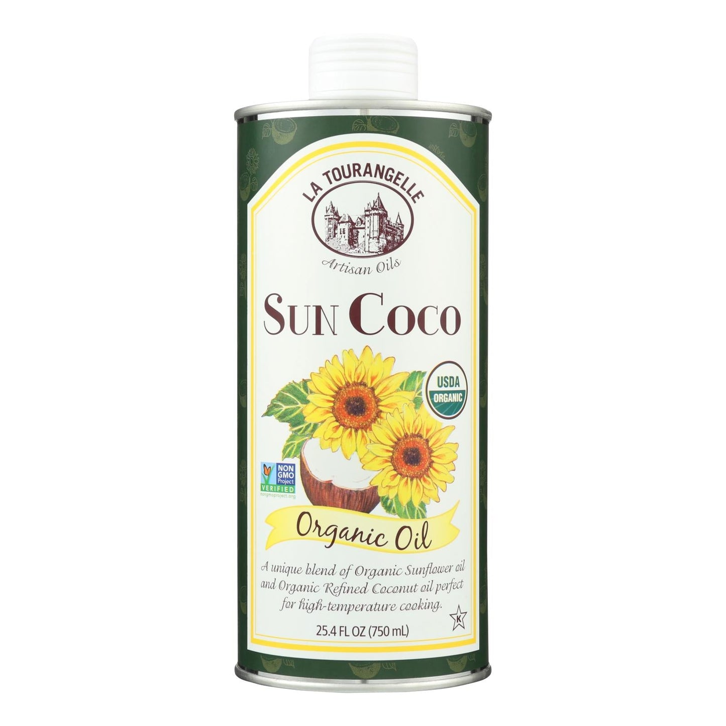 La Tourangelle Raw Organic Stone Ground Sun Coco Oil - 25.4 Fl Oz, (Pack of 6)