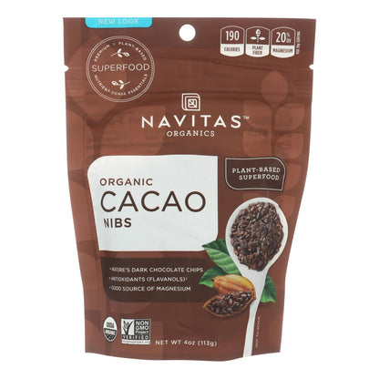 Navitas Organics Organic Raw Cacao Nibs, 4 oz, Case of 12