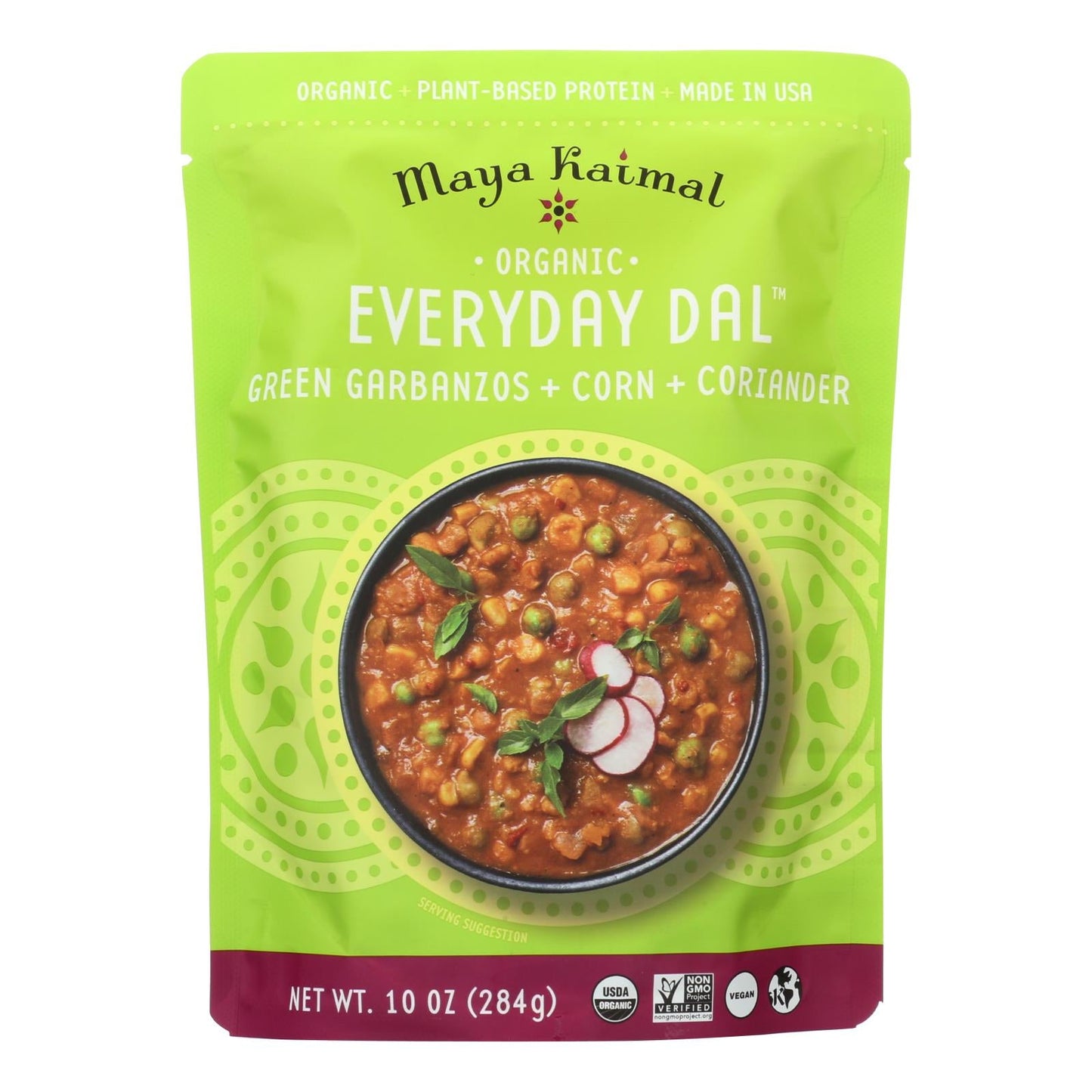 Maya Kaimal Organic Everyday Dal: Green Garbanzo Corn Coriander, 10 Oz. (Pack of 6)