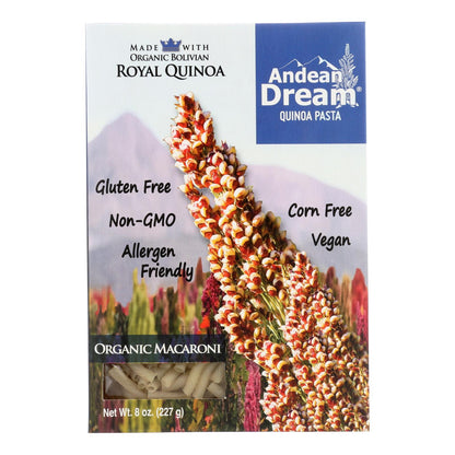 Andean Dream Gluten-Free Organic Quinoa Macaroni Pasta, 8 oz, Pack of 12