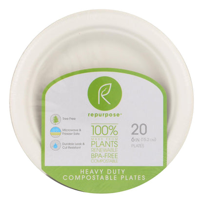 Compostable Bagasse Plates, 24-Pack, 20-Count
