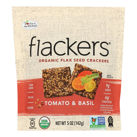 Doctor In The Kitchen - Organic Flax Seed Crackers - Tomato And Basil - Case Of 6 - 5 Oz.