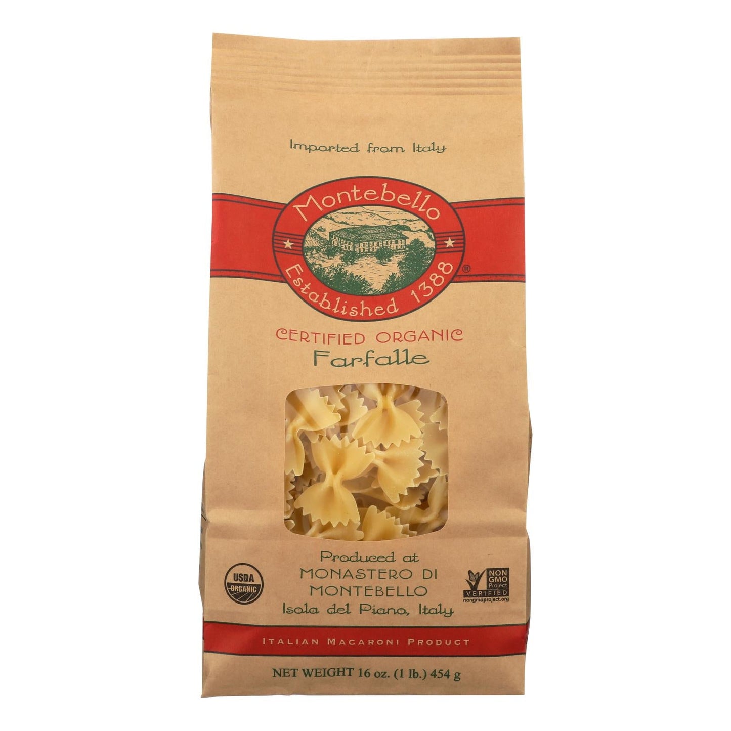 Montebello Organic Farfalle Pasta 12 Lbs