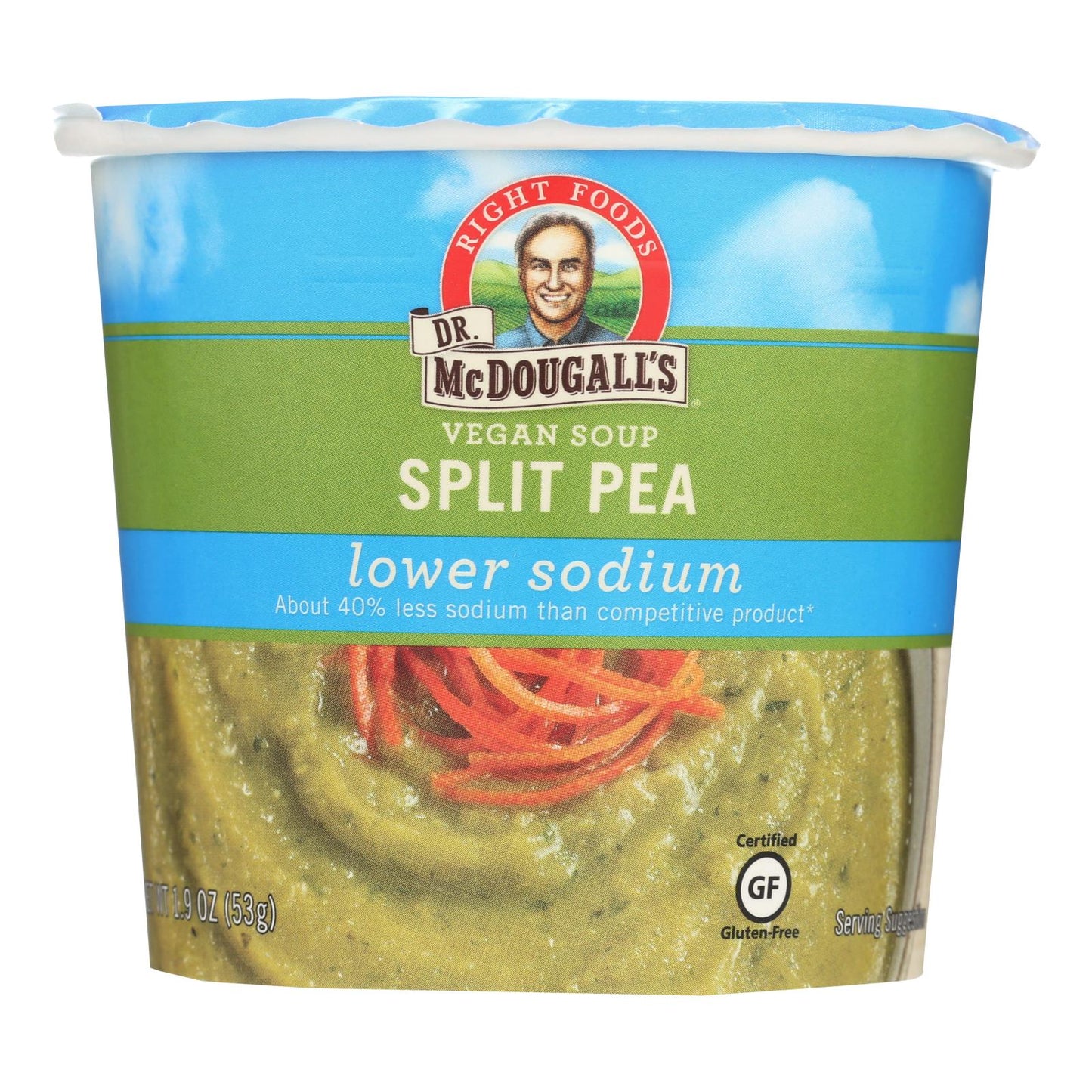 Dr. McDougall's Vegan Split Pea Low Sodium Soup Cup (Pack of 6 - 1.9 Oz.)