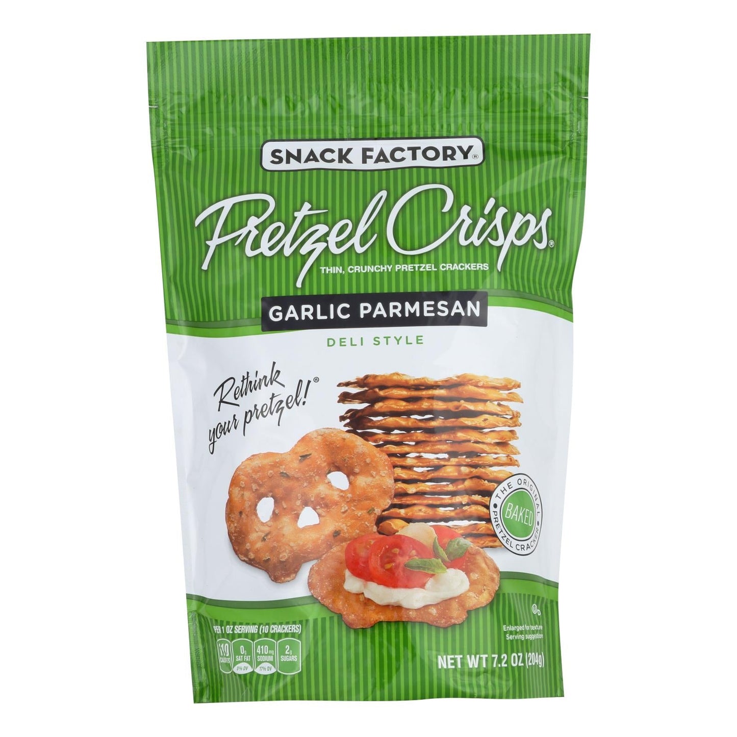 Snack Factory Garlic Parmesan Pretzel Crisps, 7.2 Oz., Case of 12
