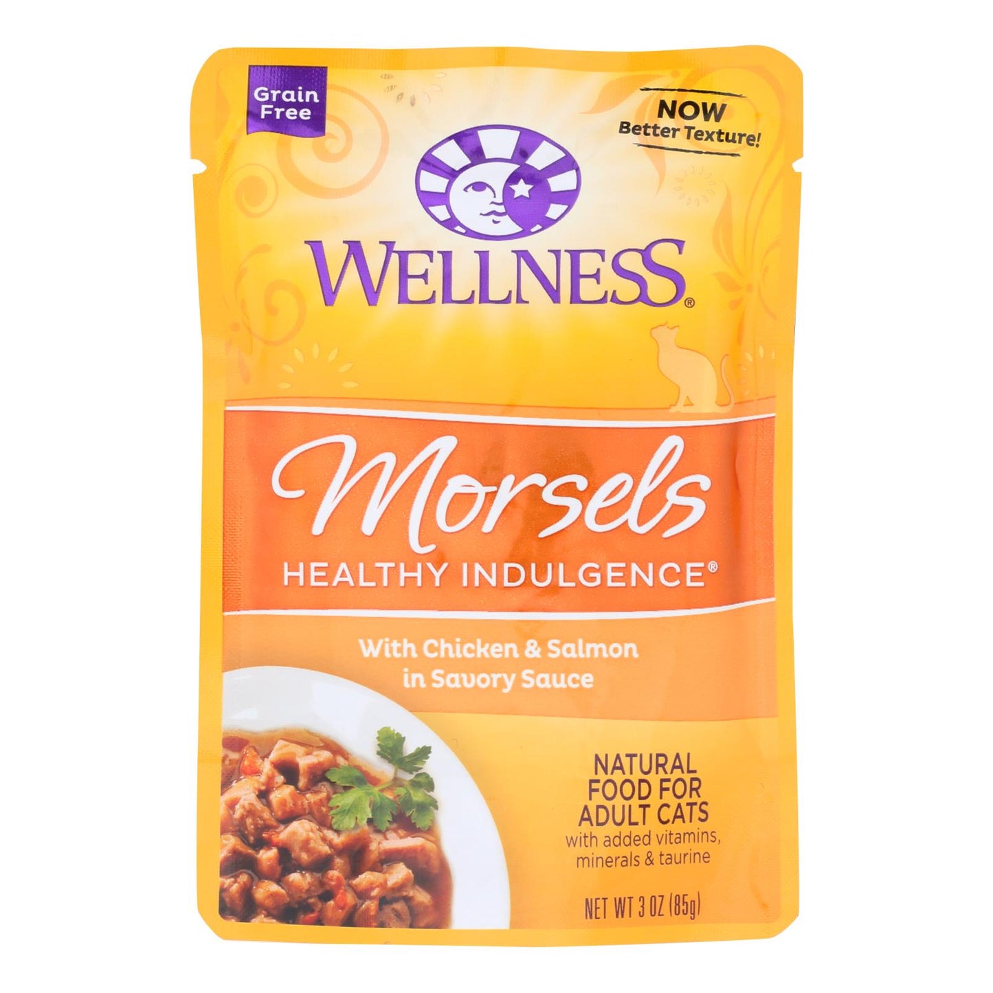 Wellness Pet Products Cat Food - Morsels With Chicken And Salmon In Savory Sauce (Pack of 24) - 3 Oz.