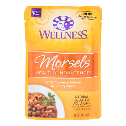 Wellness Pet Products Cat Food - Morsels With Chicken And Salmon In Savory Sauce (Pack of 24) - 3 Oz.