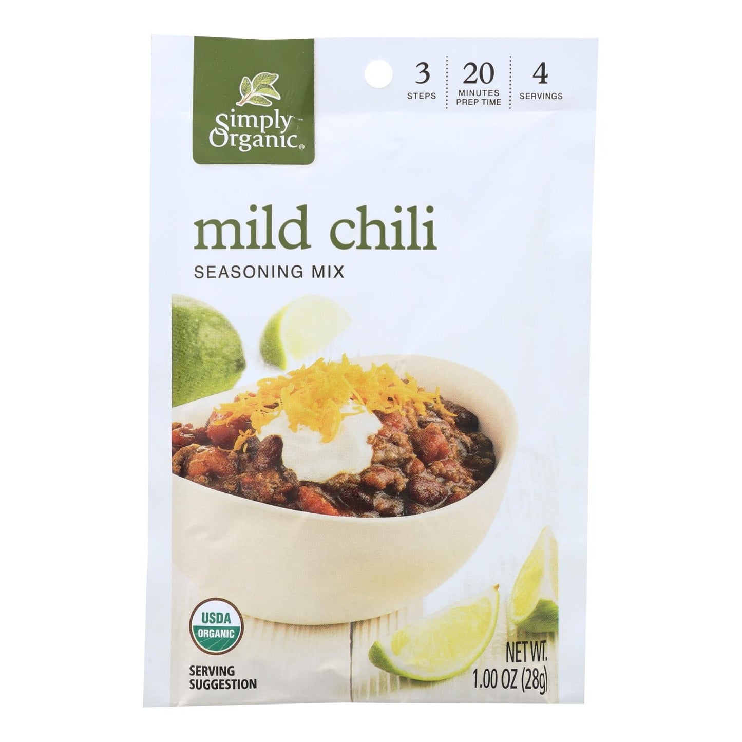 Simply Organic Mild Chili Seasoning Mix Case of 12 1 Oz Packets