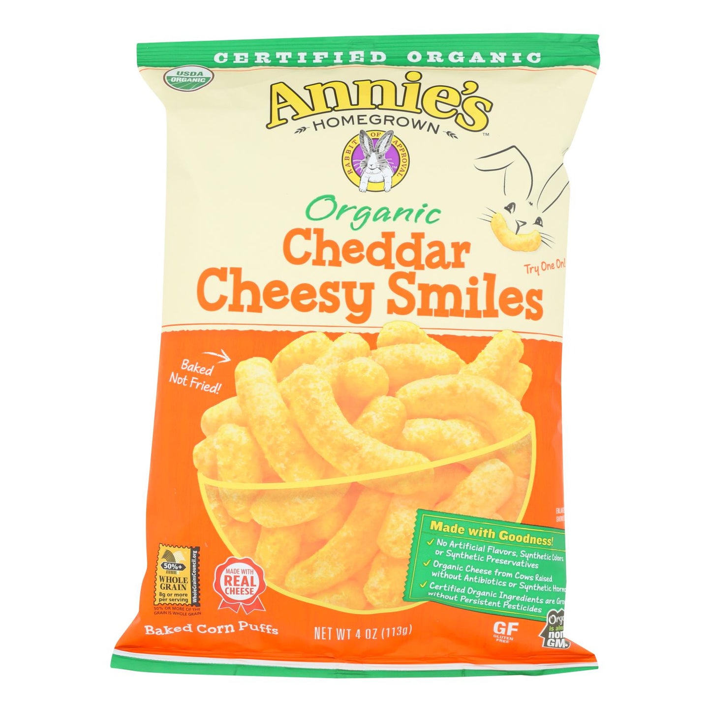 Annie's Homegrown Crunchy Cheddar Cheese Puffs, 12-Pack, 4 oz Each