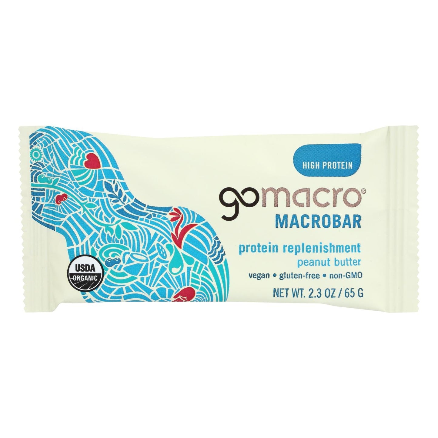GoMacro MacroBar Organic Peanut Protein Bar, 2.3 oz., Pack of 12