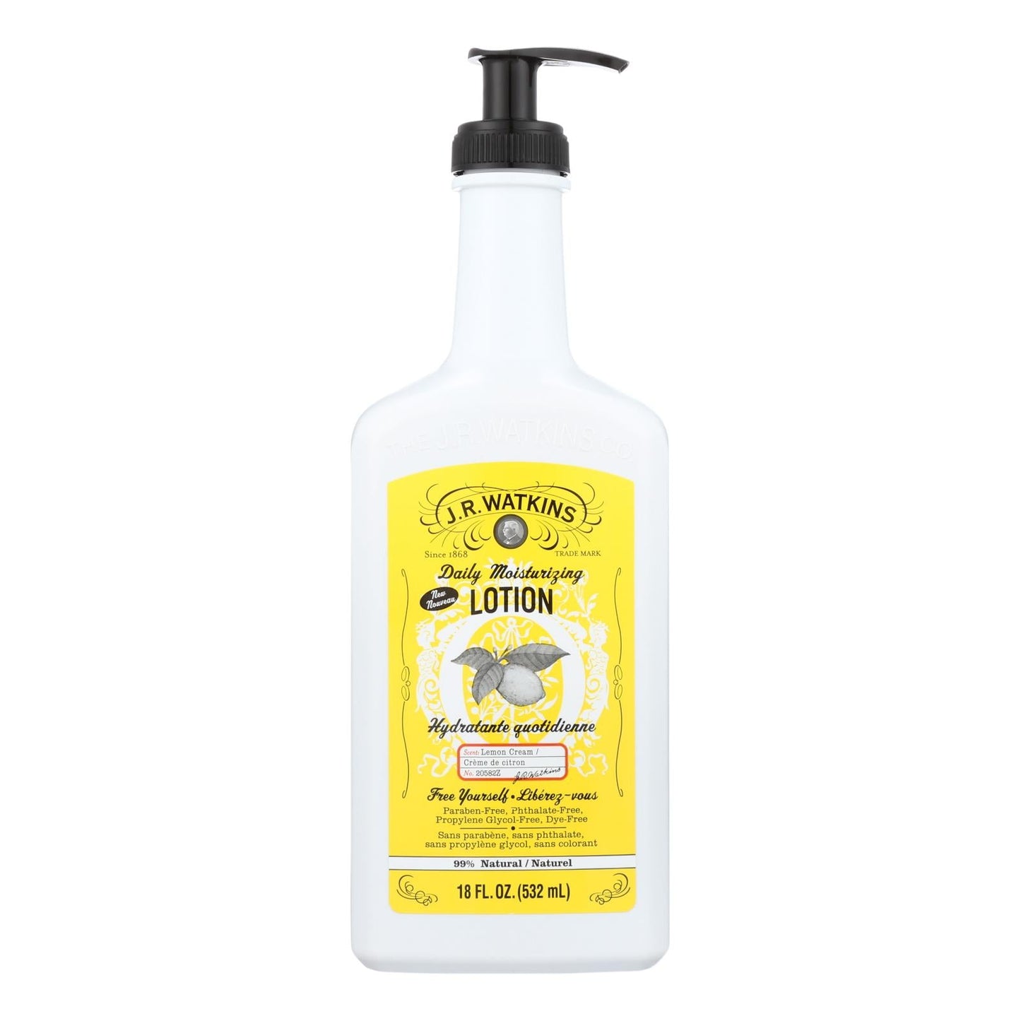 J.R. Watkins Lemon Cream Daily Moisturizing Lotion, 18 Oz