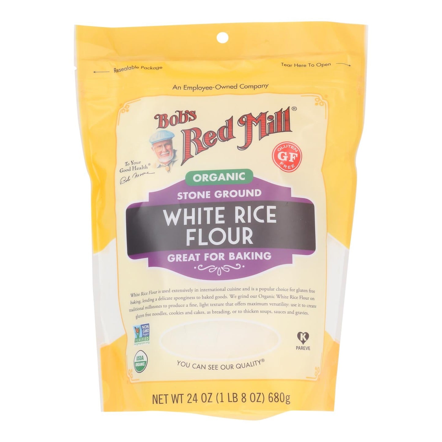 Bob's Red Mill Organic Whole Grain Brown Rice Flour, 4x24 Oz.