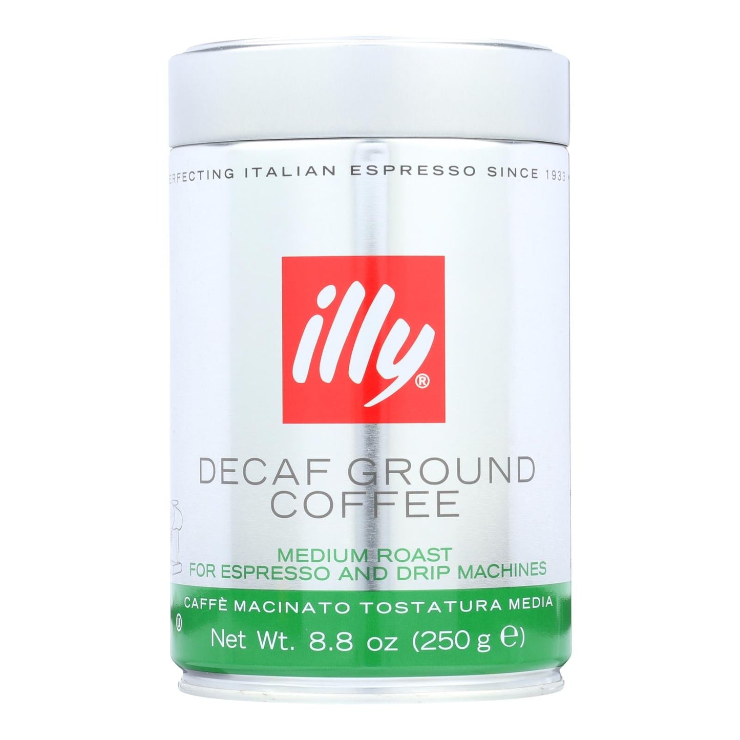 Illy Caffè Decaf Ground Coffee, Medium Roast, 8.8 Oz., 6-Pack
