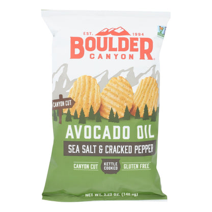 Boulder Canyon Avocado Oil Canyon Cut Potato Chips - Sea Salt and Cracked Pepper (Pack of 12 - 5.25 Oz)