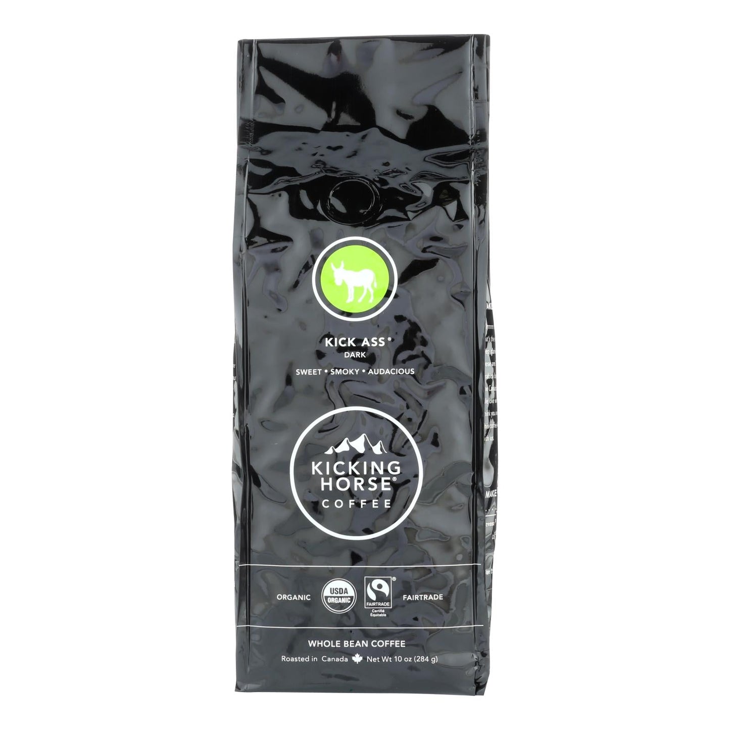 Kicking Horse Coffee Organic Whole Bean Kick-Ass Dark Roast 10 Oz (6-Pack)