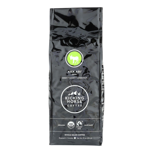 Kicking Horse Coffee Organic Whole Bean Kick-Ass Dark Roast 10 Oz (6-Pack)