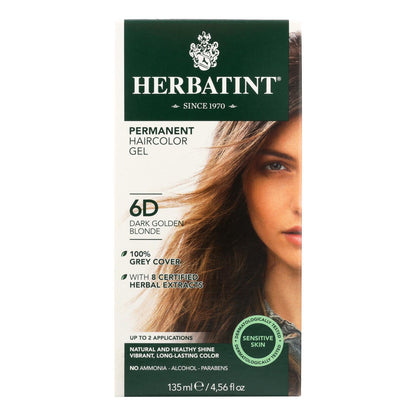 Herbatint 6D Dark Golden Blonde Permanent Herbal Haircolour Gel - 135ml
