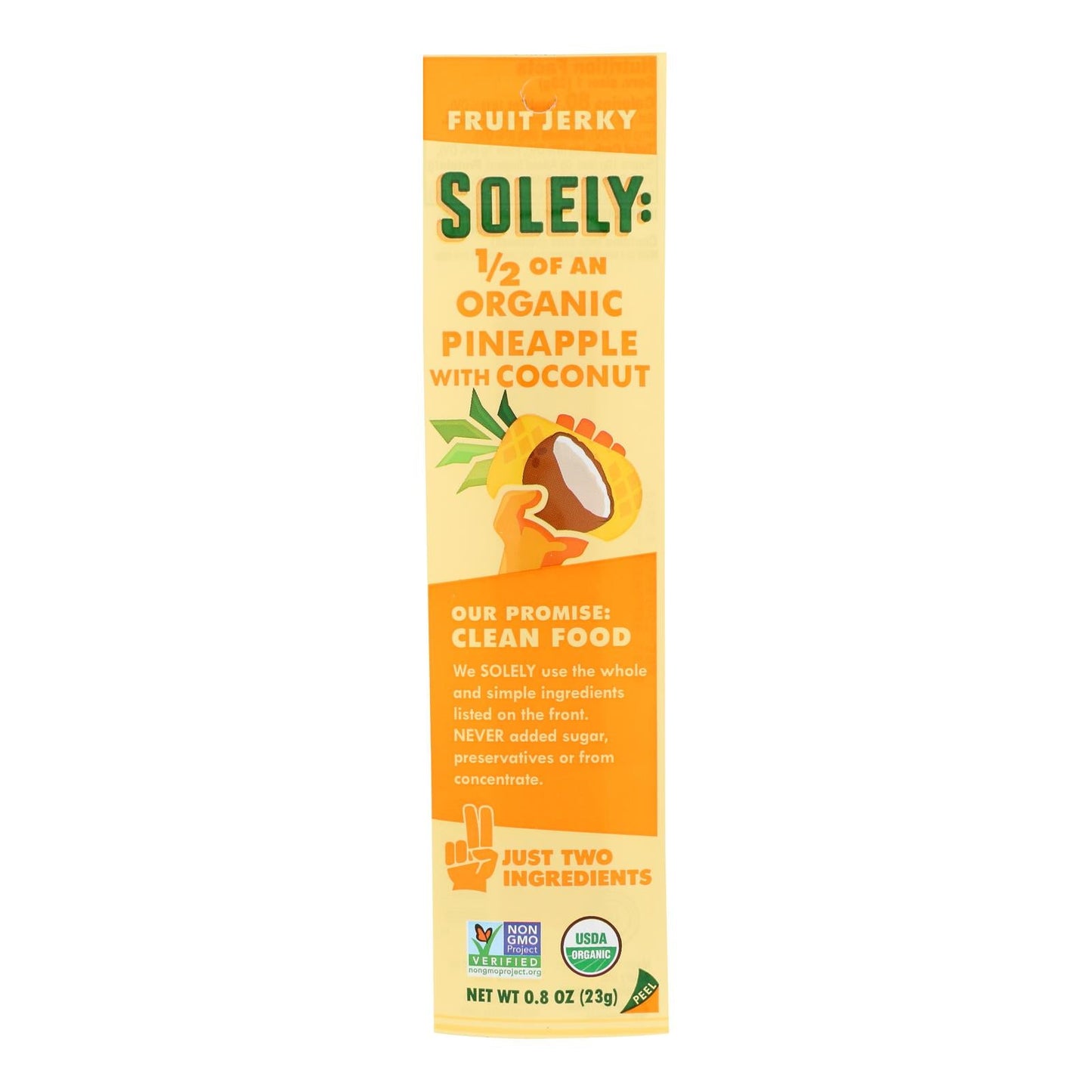 Solely Fruit Pineapple Coconut Jerky - 0.8 Oz (12-Pack)