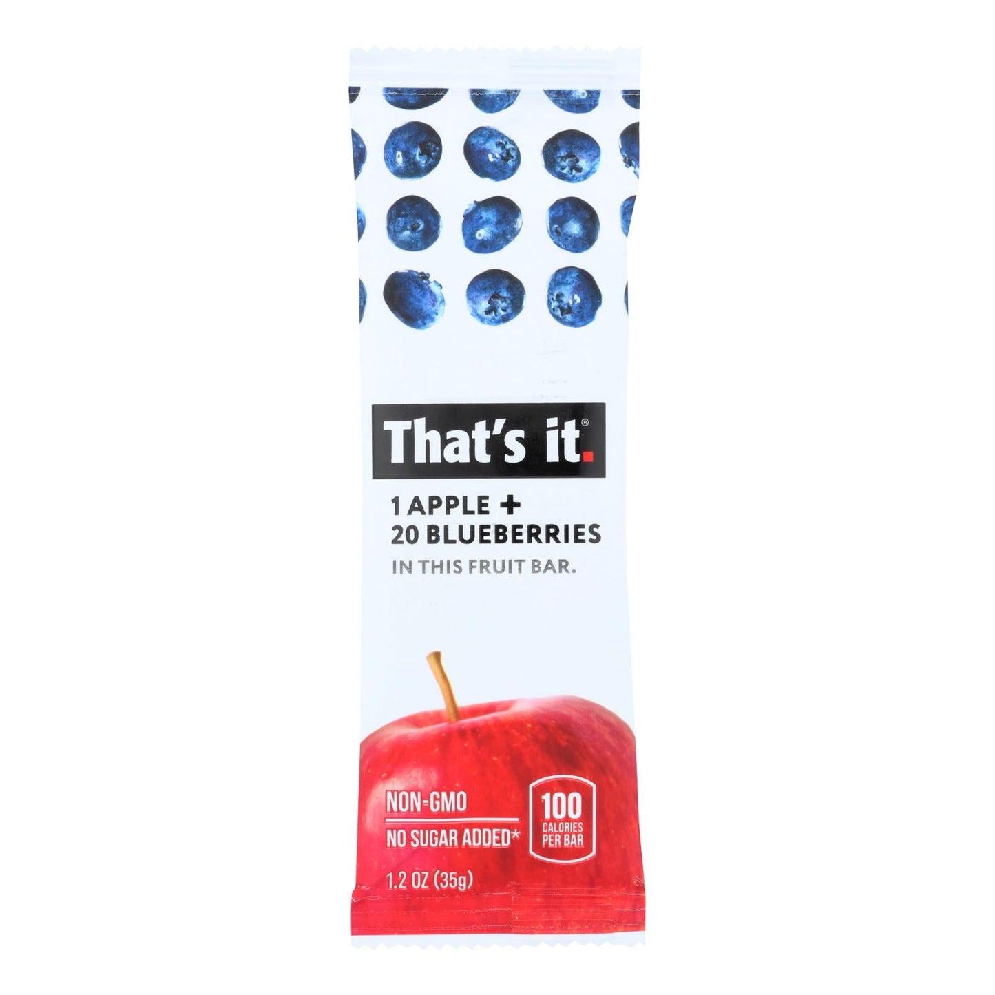 That's It Apple and Blueberry Fruit Bars, 100% Real Fruit, Gluten Free, Non-GMO, 1.2 oz Bars, Case of 12
