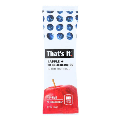 That's It Apple and Blueberry Fruit Bars, 100% Real Fruit, Gluten Free, Non-GMO, 1.2 oz Bars, Case of 12