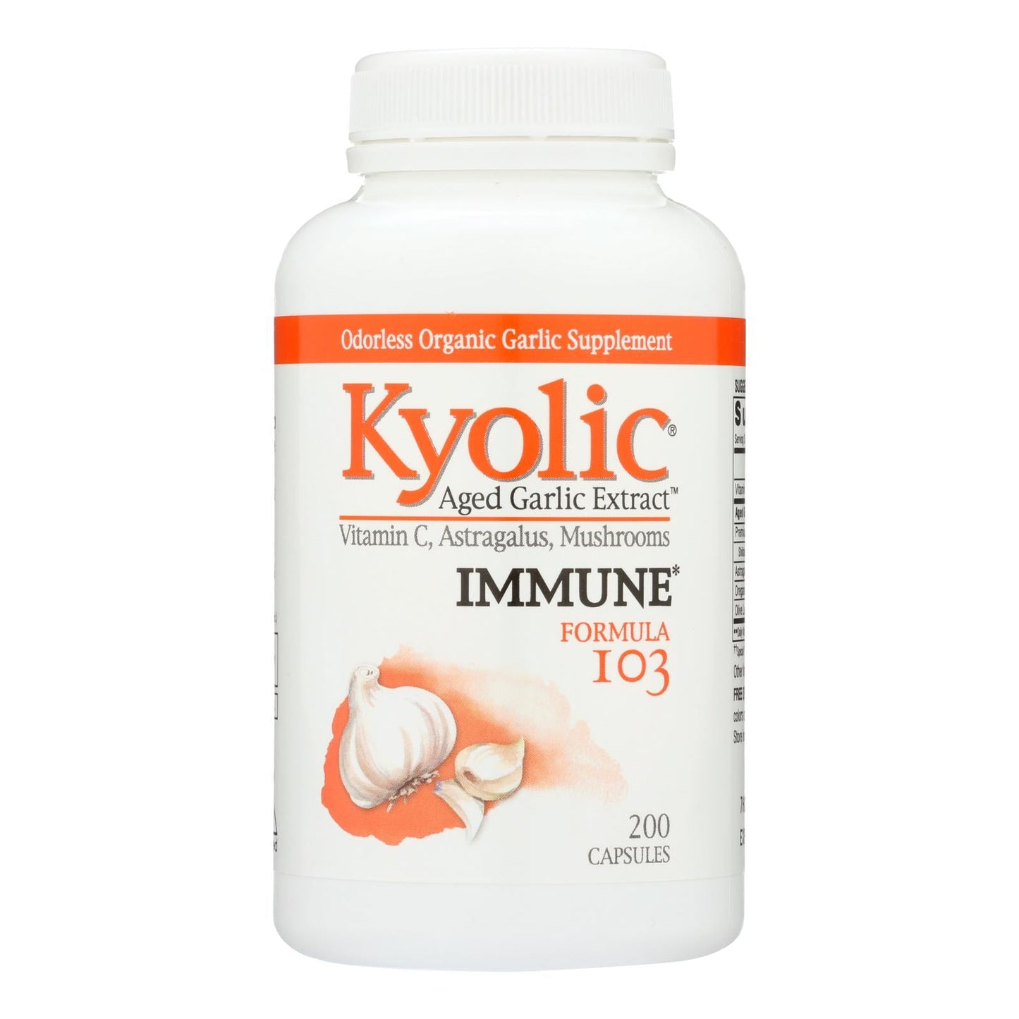 Kyolic Aged Garlic Extract, Immune Formula 103, 200 Capsules.