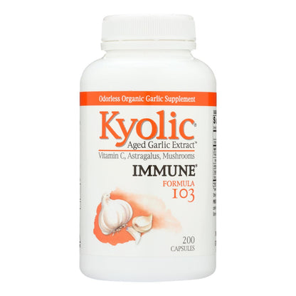 Kyolic Aged Garlic Extract, Immune Formula 103, 200 Capsules.