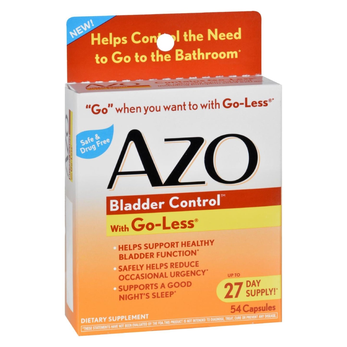Azo Bladder Control Supplement - Natural Urinary Support (54 Capsules)