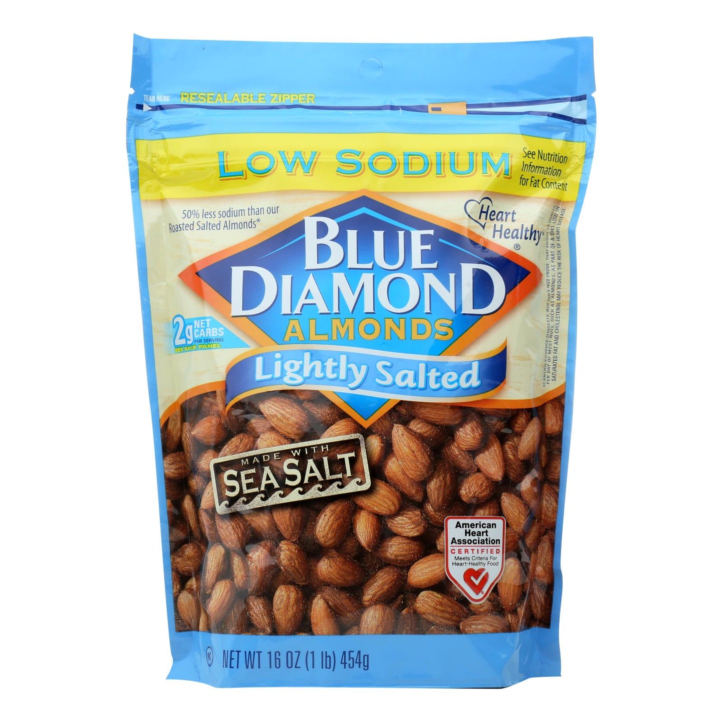 Blue Diamond Perfectly Portioned Lightly Salted Low Sodium Almonds (Pack of 6 - 16 Oz.)