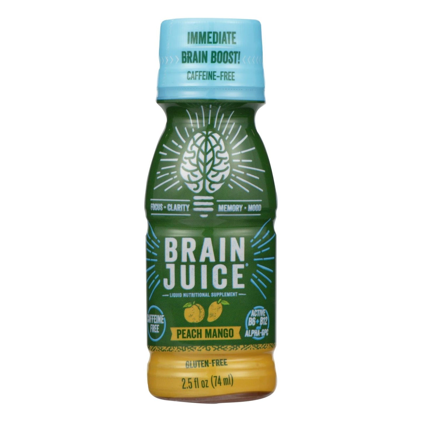 Brain Juice Decaf Peach Mango - 12 Pack - 2.5 Fz - Case of 12