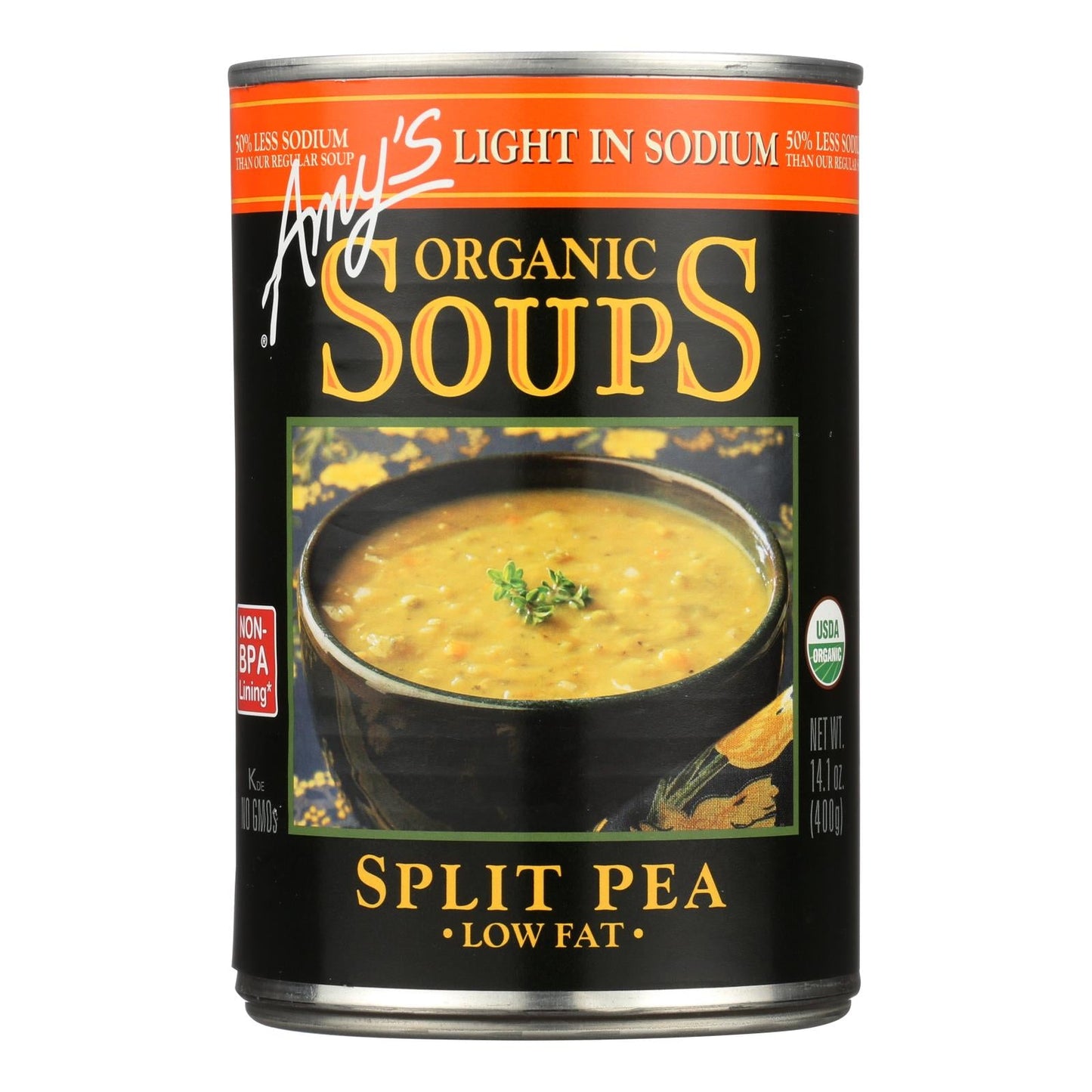 Amy's Organic Low Sodium Split Pea Soup, 14.1 oz, Pack of 12