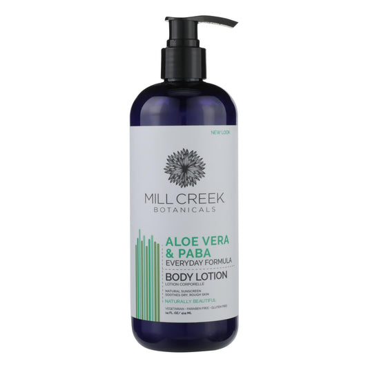 Mill Creek Botanicals Aloe Vera & PABA Moisturizing Lotion, 14 Fl. Oz.