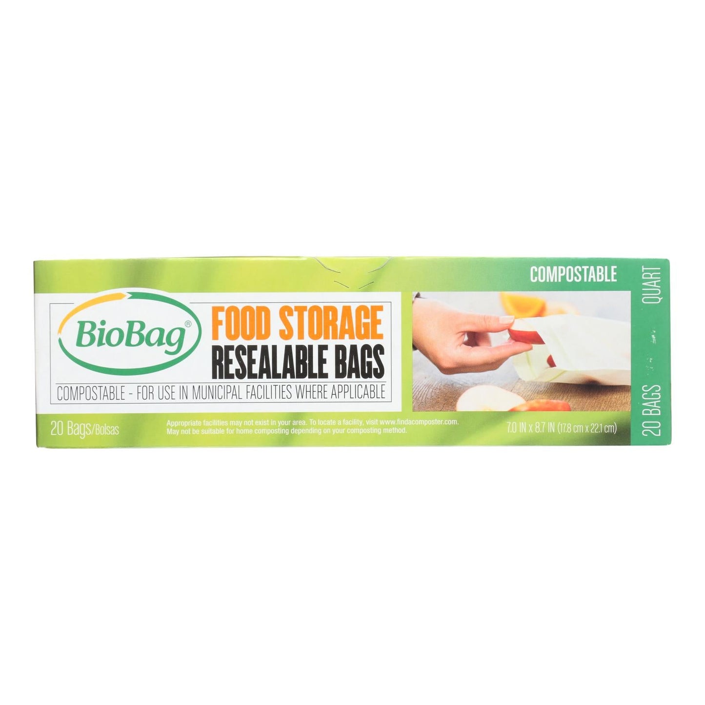 Biobag Resealable Compostable Food Storage Bags (12 Pack, 20 Count per Pack)