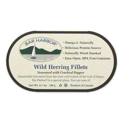 Bar Harbor Wild Herring Fillets, Cracked Pepper Flavor, 6.7 Oz. (Pack of 12)