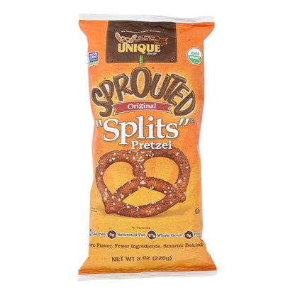 Unique Pretzels: Original Sprouted Grain Pretzels (8oz, Pack of 12) - Crunchy, Nutritious Snack