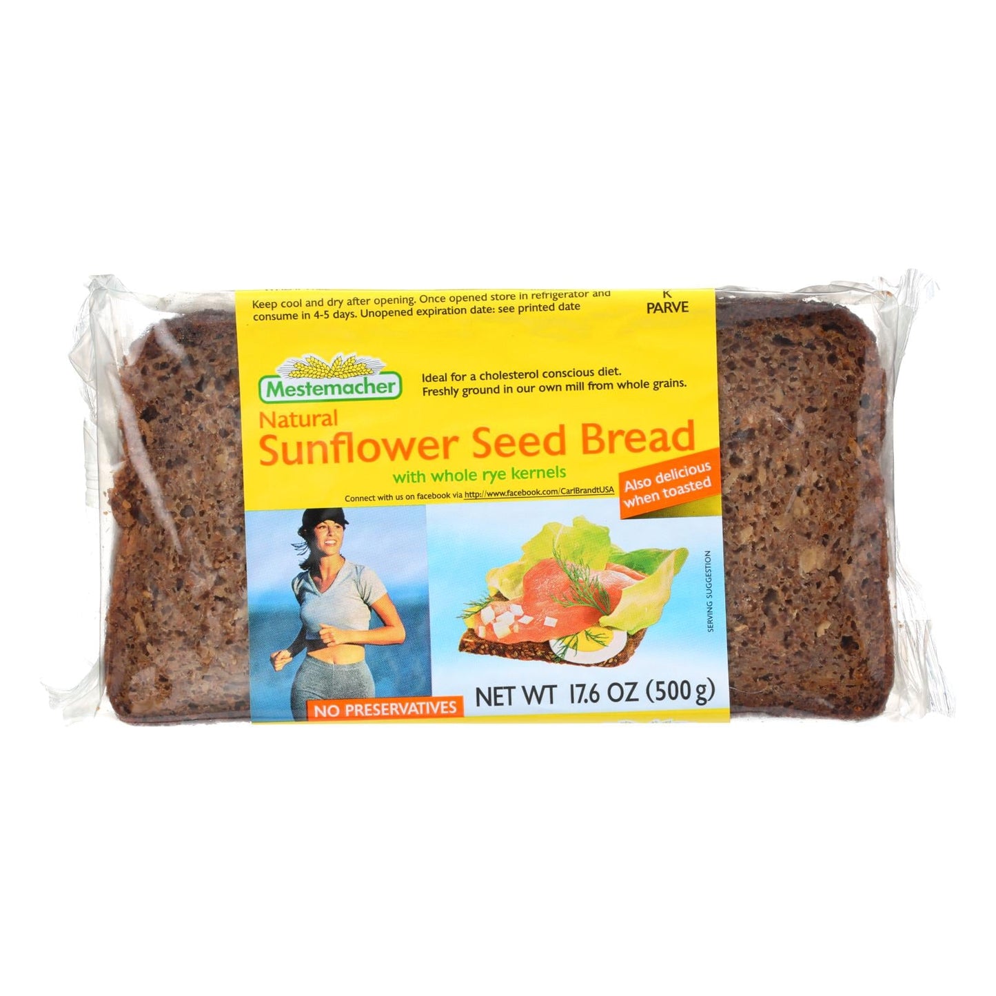 Mestemacher Organic Sunflower Seed Bread, 17.6 Oz Pack of 12