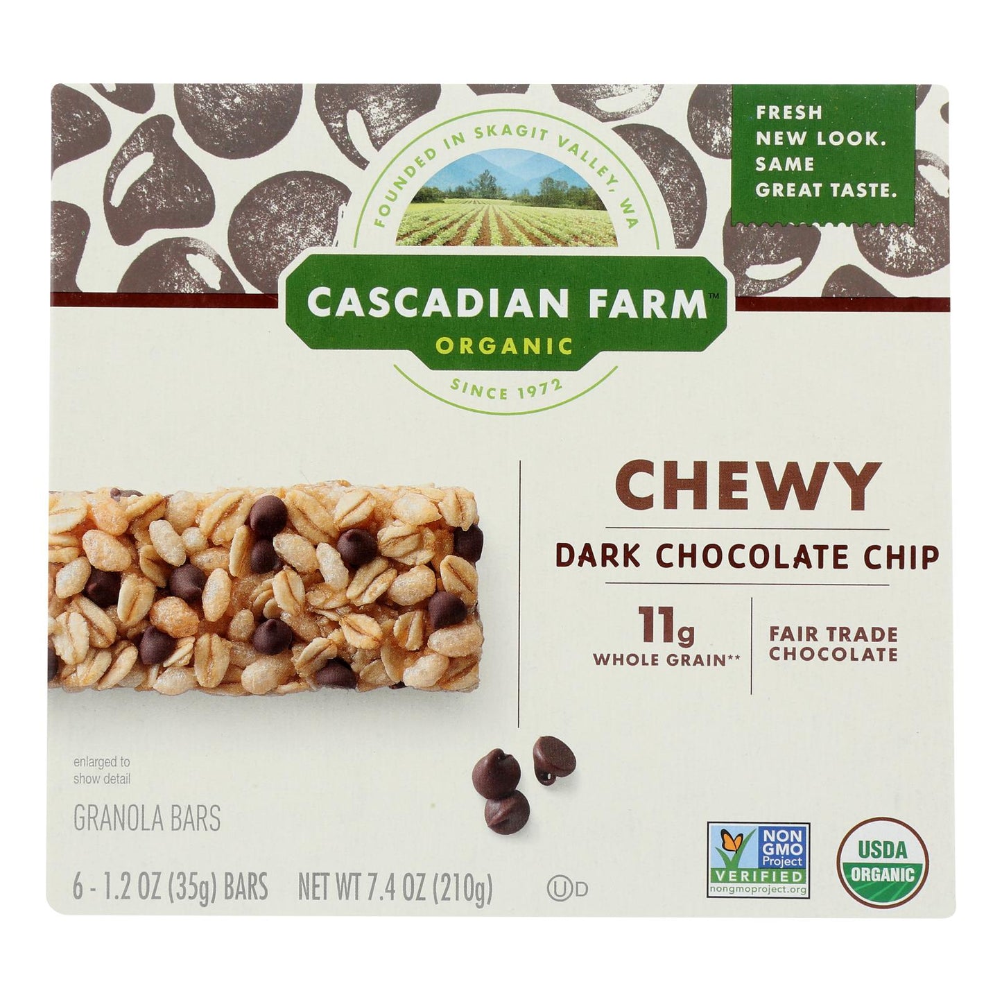 Cascadian Farm Organic Chewy Chocolate Chip Granola Bars - 12 Pack, 7.4 Oz Each