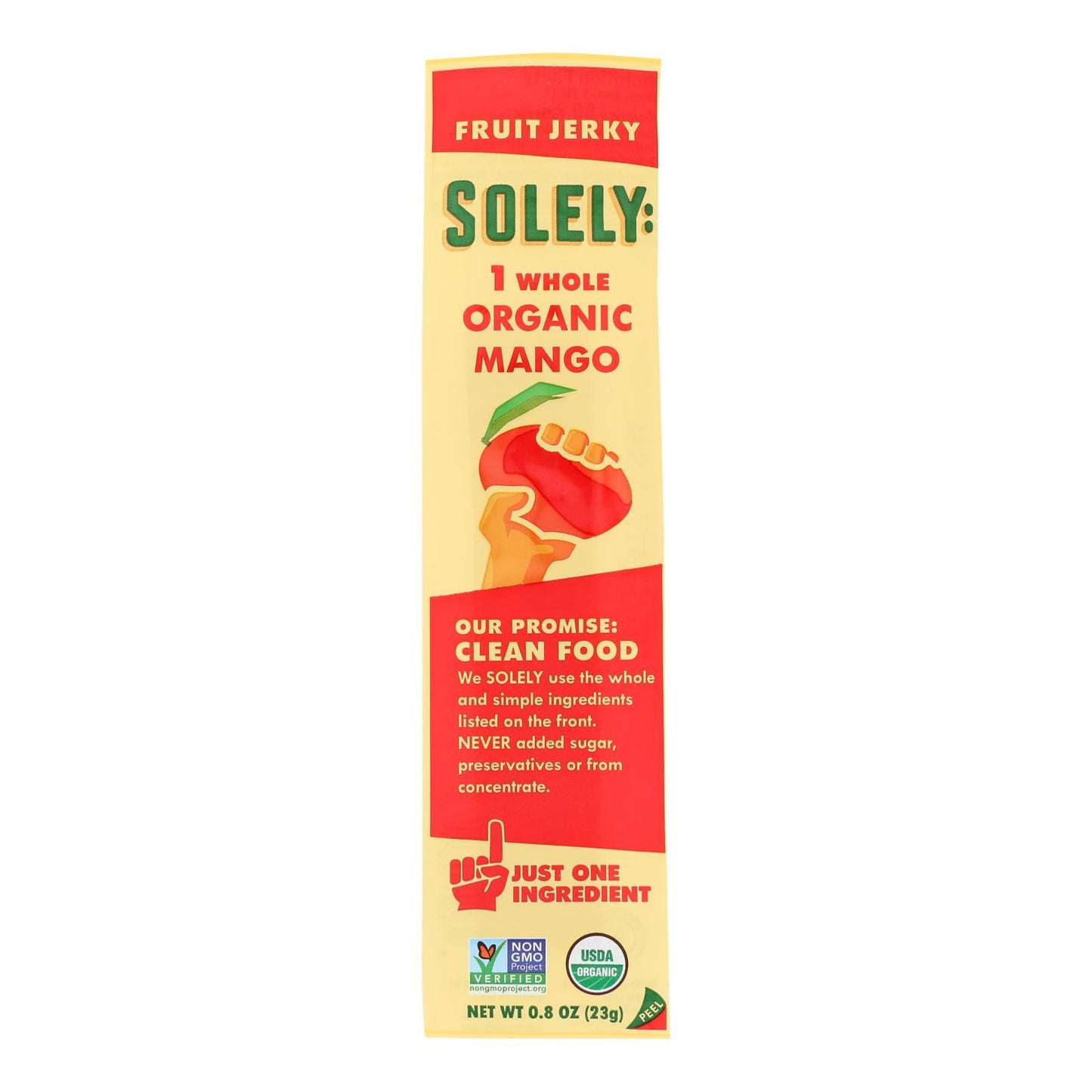 Solely Organic Mango Fruit Jerky | Whole Fruit Strips | Case of 12 (0.8 oz Each)