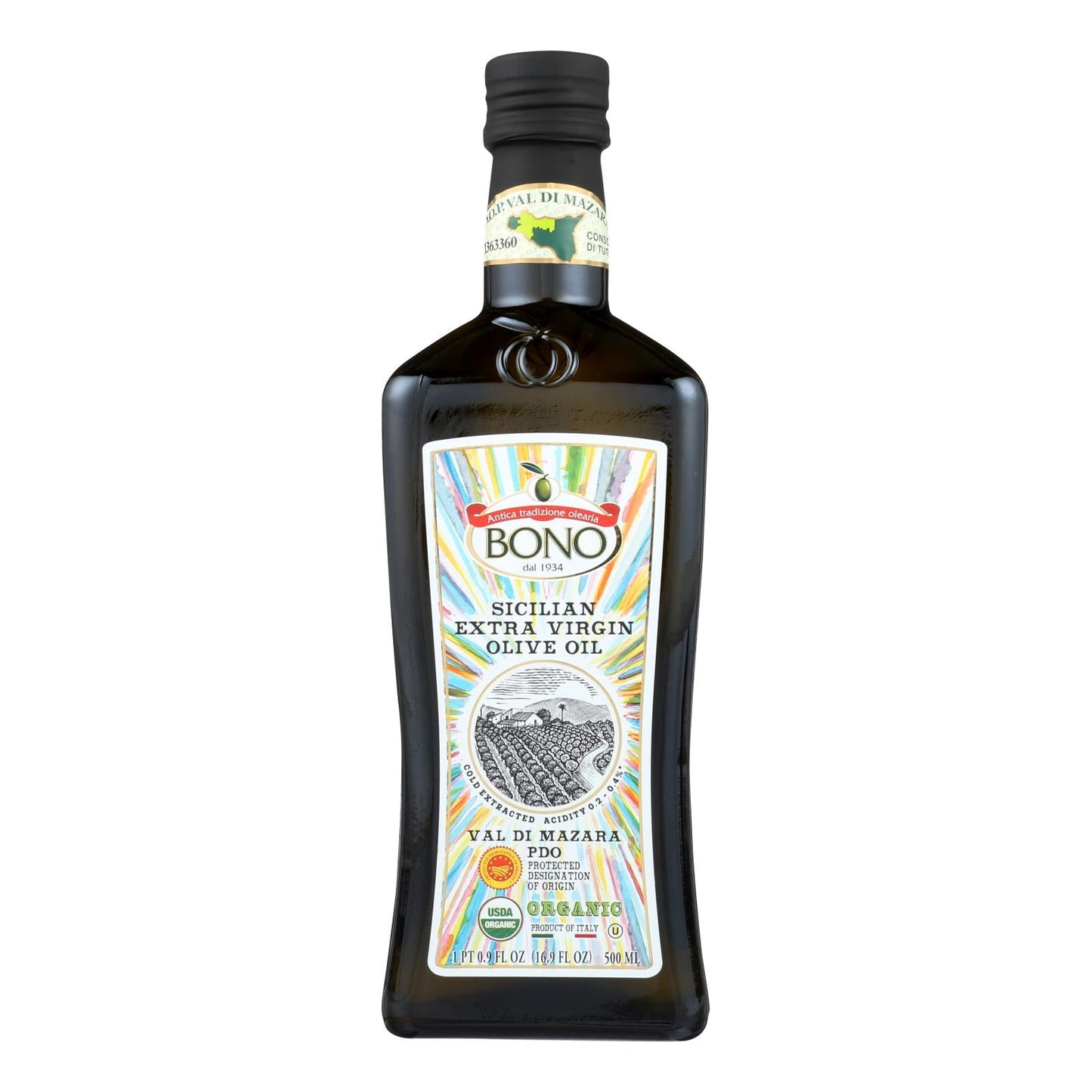 Bono Evoo Organic Val Di Mazara 16.9 Fl Oz Olive Oil (Pack of 6)
