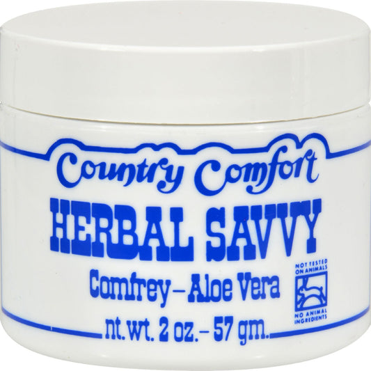 Country Comfort Herbal Savvy Comfrey Aloe Vera Soothing Skin Cream - Ideal for Eczema, Psoriasis - 2 Oz
