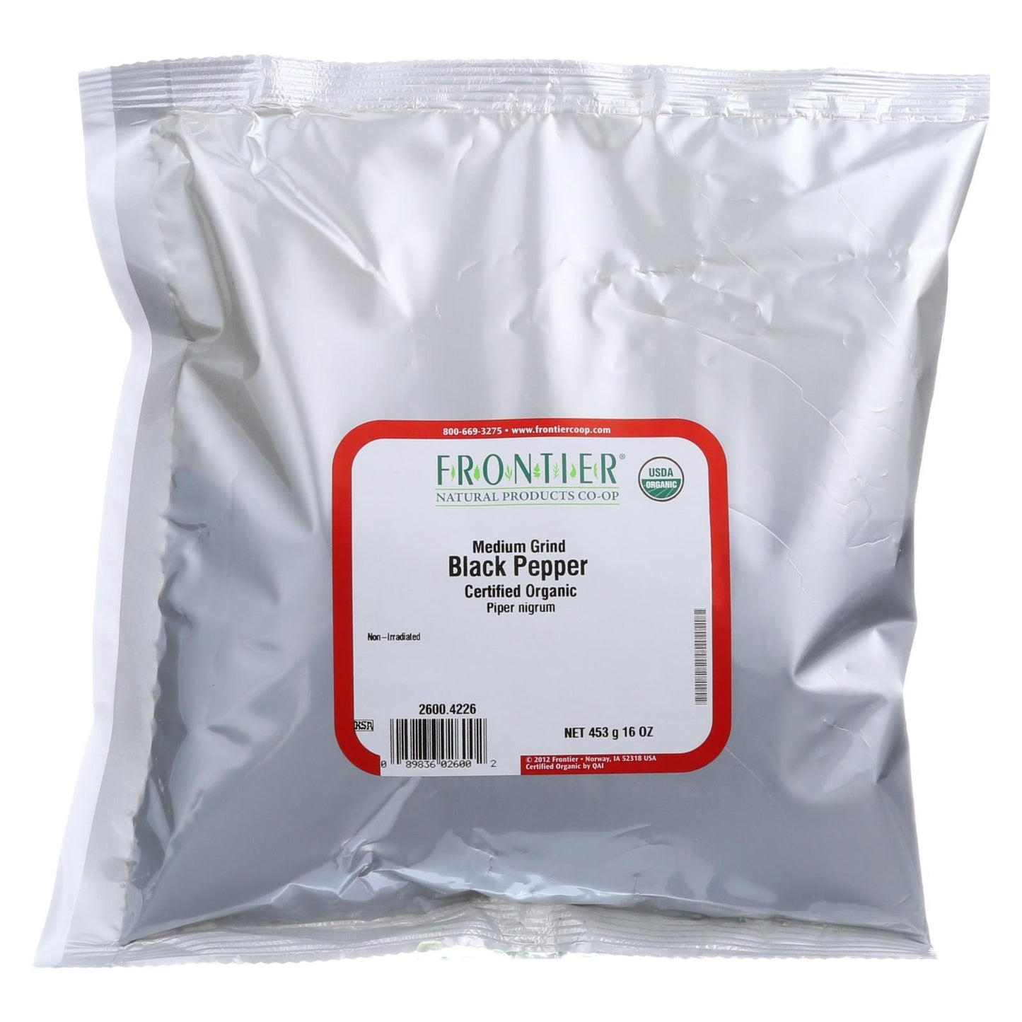 Frontier Herb Organic Black Pepper, Medium Grind | 1lb