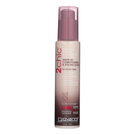 Giovanni 2chic Ultra-Sleek Leave-in Conditioning and Styling Elixir with Brazilian Keratin + Argan Oil - 4 Fl Oz